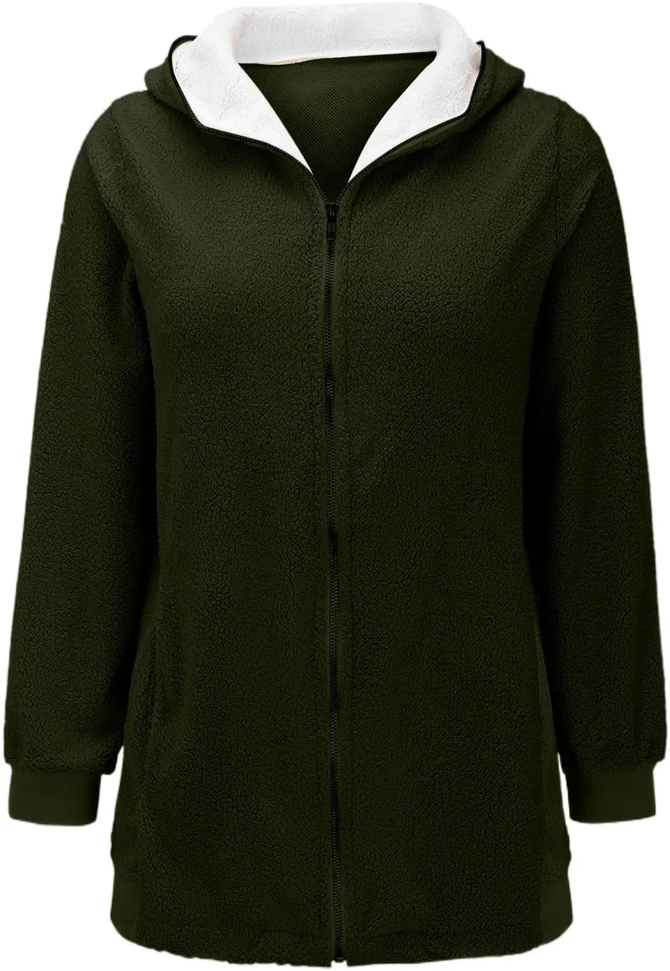 Sherpa Jackets for Women 2023 Plus Size Full Zip Up Hooded Fuzzy Fleece Jacket Trendy Warm Winter Coat Plush Hoodies Outwear