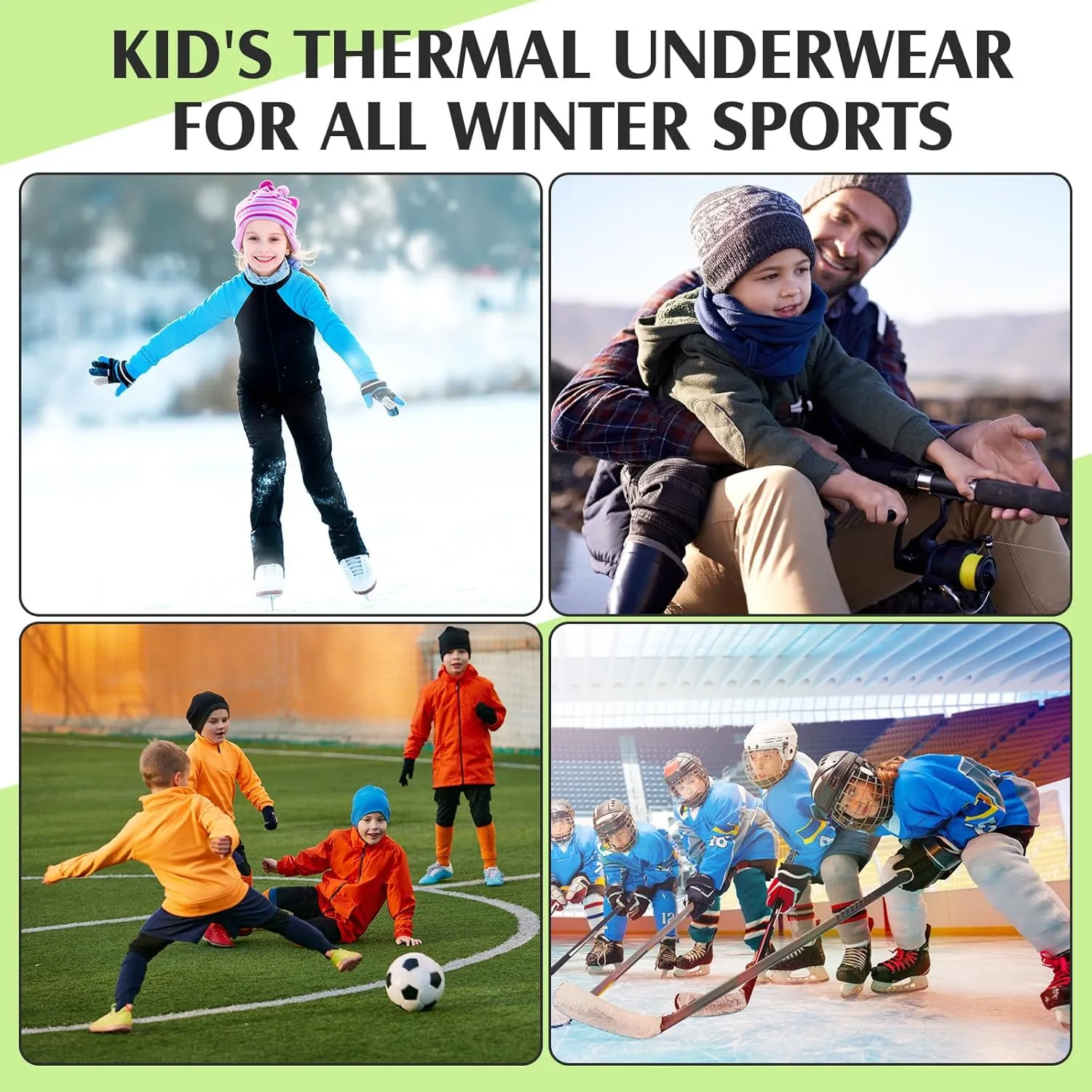 Suhine 3 Sets Thermal Underwear for Kids Boys Girls Winter Base Layer Athletic Compression Fleece for Sport Football