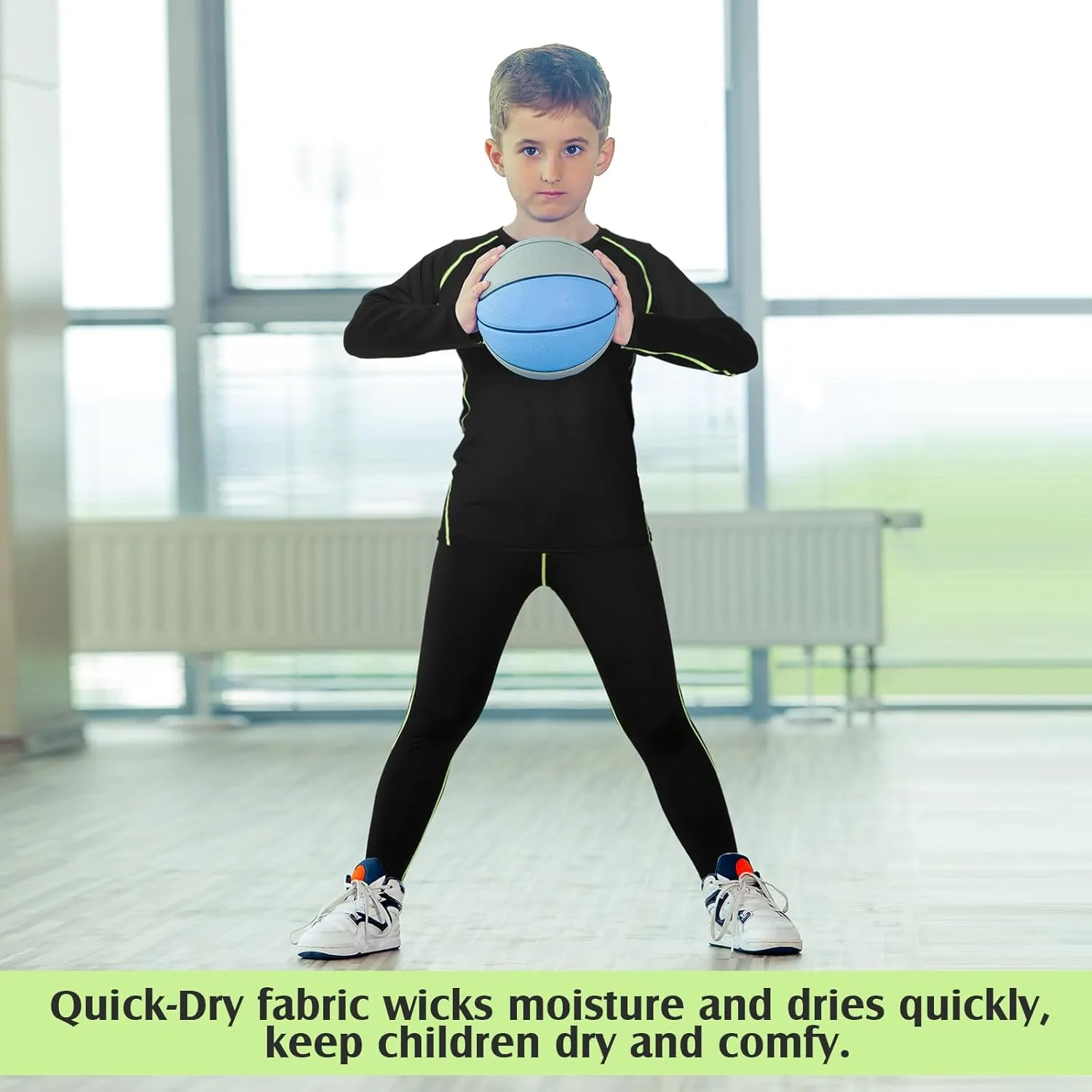 Suhine 3 Sets Thermal Underwear for Kids Boys Girls Winter Base Layer Athletic Compression Fleece for Sport Football