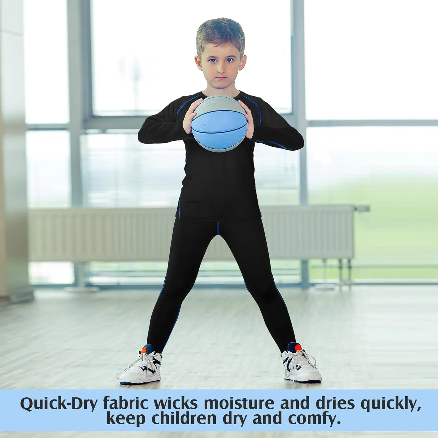 Suhine 3 Sets Thermal Underwear for Kids Boys Girls Winter Base Layer Athletic Compression Fleece for Sport Football