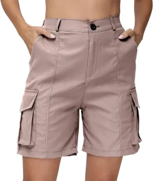 Summer Bermuda Cargo Shorts Women Knee Length Hiking Shorts 6 Pockets Casual High Waisted Camping Travel Shorts 2024