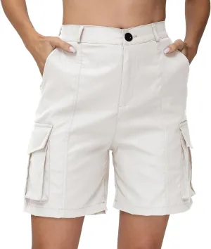 Summer Bermuda Cargo Shorts Women Knee Length Hiking Shorts 6 Pockets Casual High Waisted Camping Travel Shorts 2024