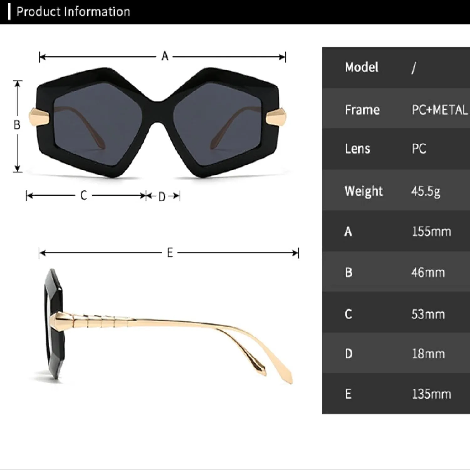Sunglasses Irregular Shape Oversized Unisex Fashionable Uv400