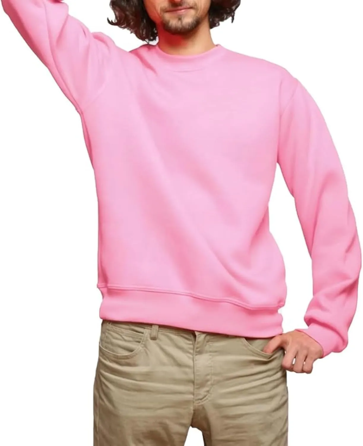 Sweatshirts for Men Long Sleeve Crewneck Sweatshirt Loose Casual Fashion Outerwear Plain Daily Versatile Pullover Tops