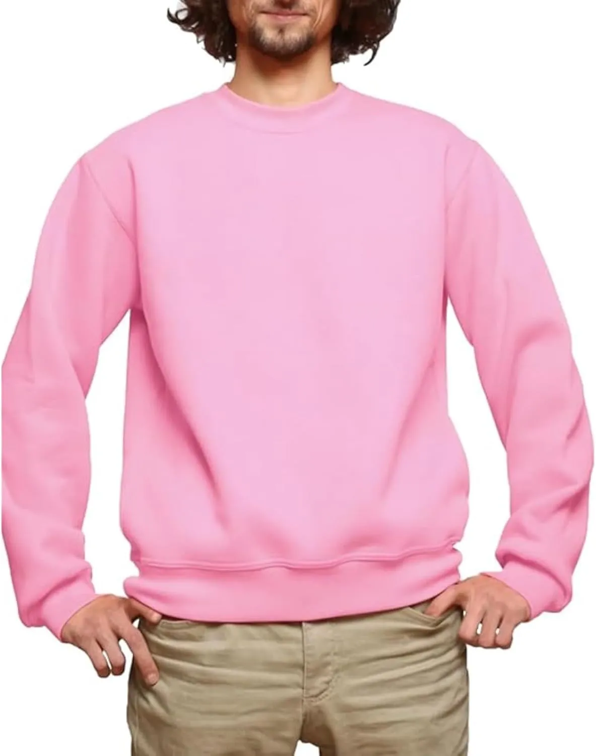 Sweatshirts for Men Long Sleeve Crewneck Sweatshirt Loose Casual Fashion Outerwear Plain Daily Versatile Pullover Tops