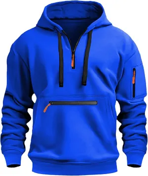 Tactical Work Hoodies for Men Quarter Zip Up Vintage Hunting Sweatshirts Winter Jackets Workout Plain Pullover Hoodie