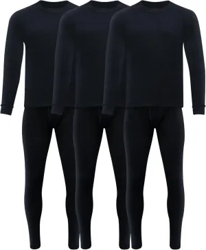 Taiyin 3 Sets Thermal Underwear for Men Cotton Johns Thermals Top and Bottom Set Base Layer for Cold Winter
