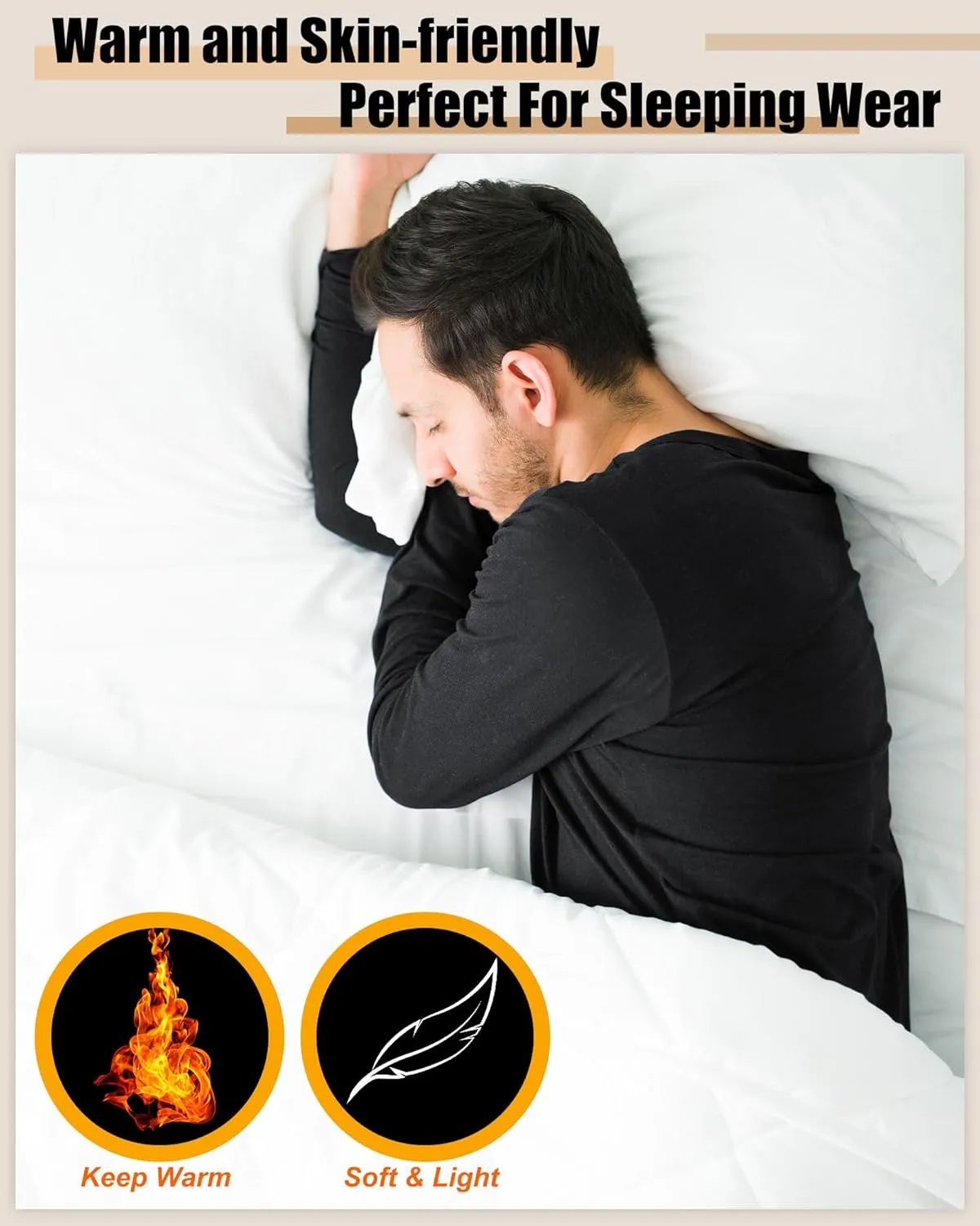 Taiyin 3 Sets Thermal Underwear for Men Cotton Johns Thermals Top and Bottom Set Base Layer for Cold Winter