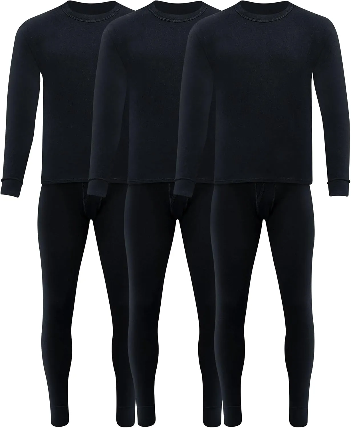 Taiyin 3 Sets Thermal Underwear for Men Cotton Johns Thermals Top and Bottom Set Base Layer for Cold Winter