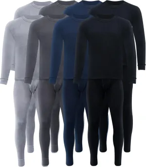 Taiyin 8 Sets Thermal Underwear for Men Soft Underwear Cotton Warm Base Layer Top Bottom for Cold Winter Weather