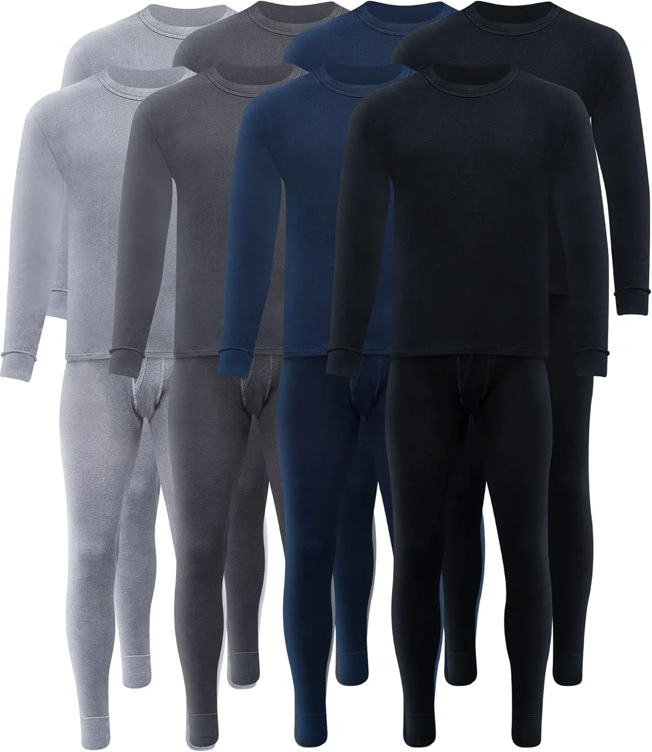 Taiyin 8 Sets Thermal Underwear for Men Soft Underwear Cotton Warm Base Layer Top Bottom for Cold Winter Weather