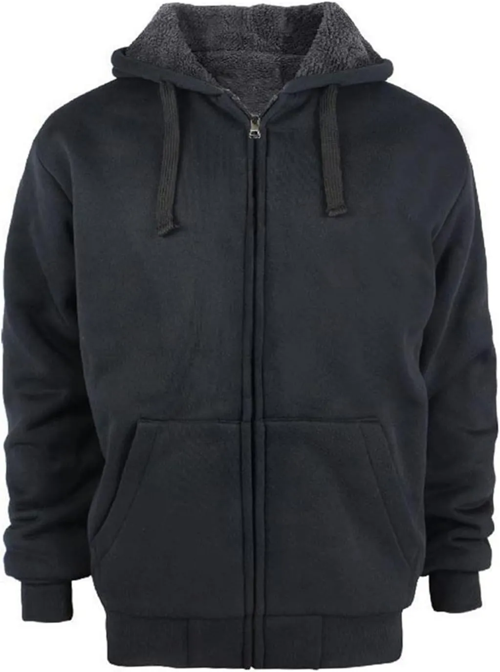 TanBridge Mens Sherpa Lined Hoodie Zip Up Plus Sizes Warm Fleece Hoodie with Padded Sleeve & Rib Cuffs
