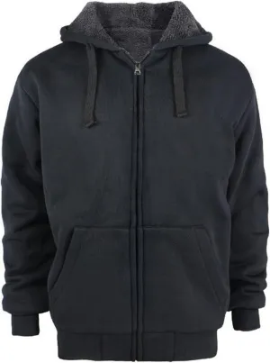 TanBridge Mens Sherpa Lined Hoodie Zip Up Plus Sizes Warm Fleece Hoodie with Padded Sleeve & Rib Cuffs