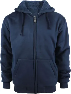 TanBridge Mens Sherpa Lined Hoodie Zip Up Plus Sizes Warm Fleece Hoodie with Padded Sleeve & Rib Cuffs