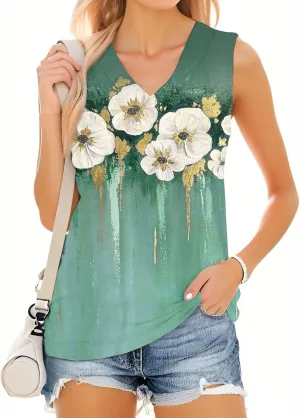 Tank Top for Women 2025 Sleeveless V Neck Summer Causal Loose Fit Tops Basic Flowy Dressy Cute Long Shirts Outfits