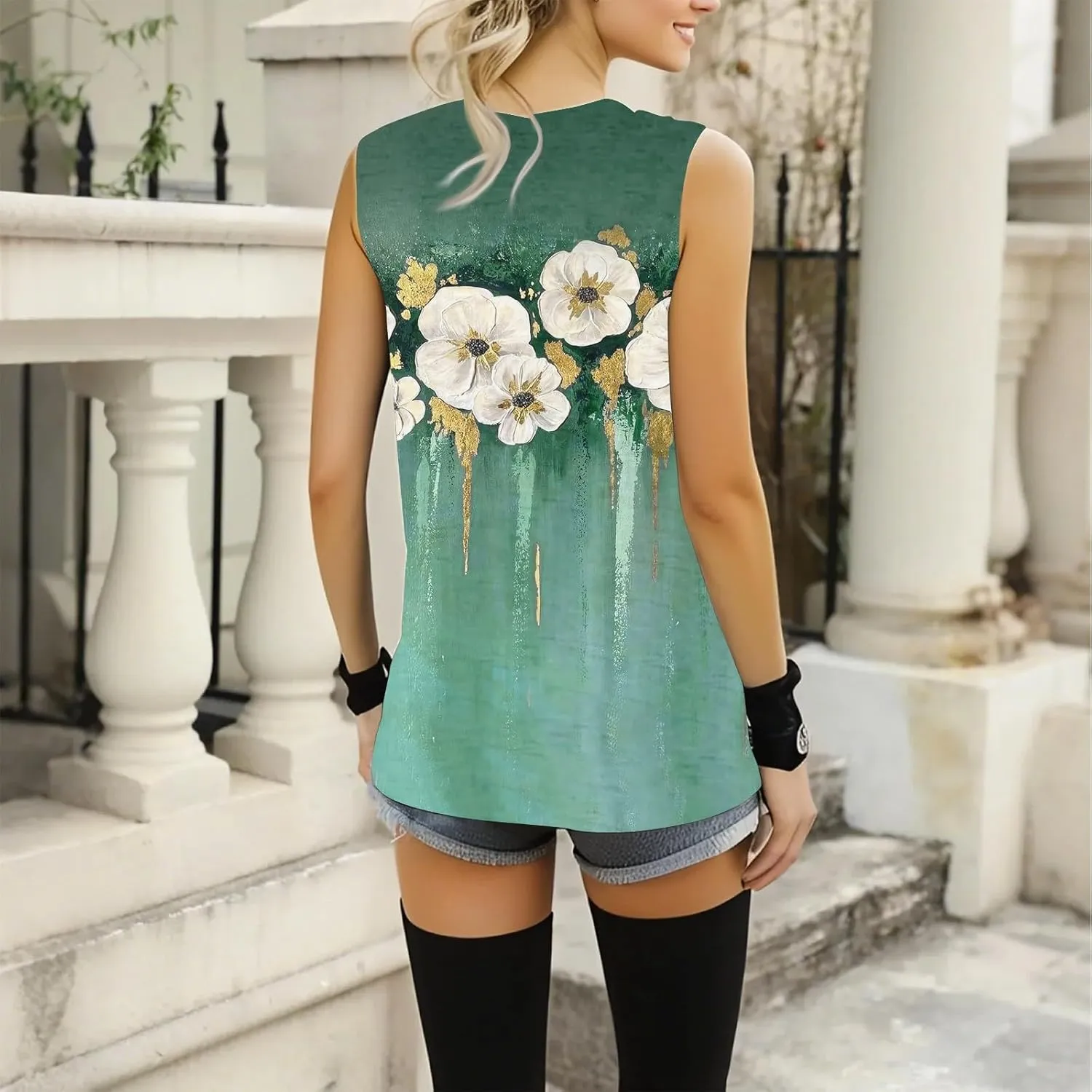 Tank Top for Women 2025 Sleeveless V Neck Summer Causal Loose Fit Tops Basic Flowy Dressy Cute Long Shirts Outfits