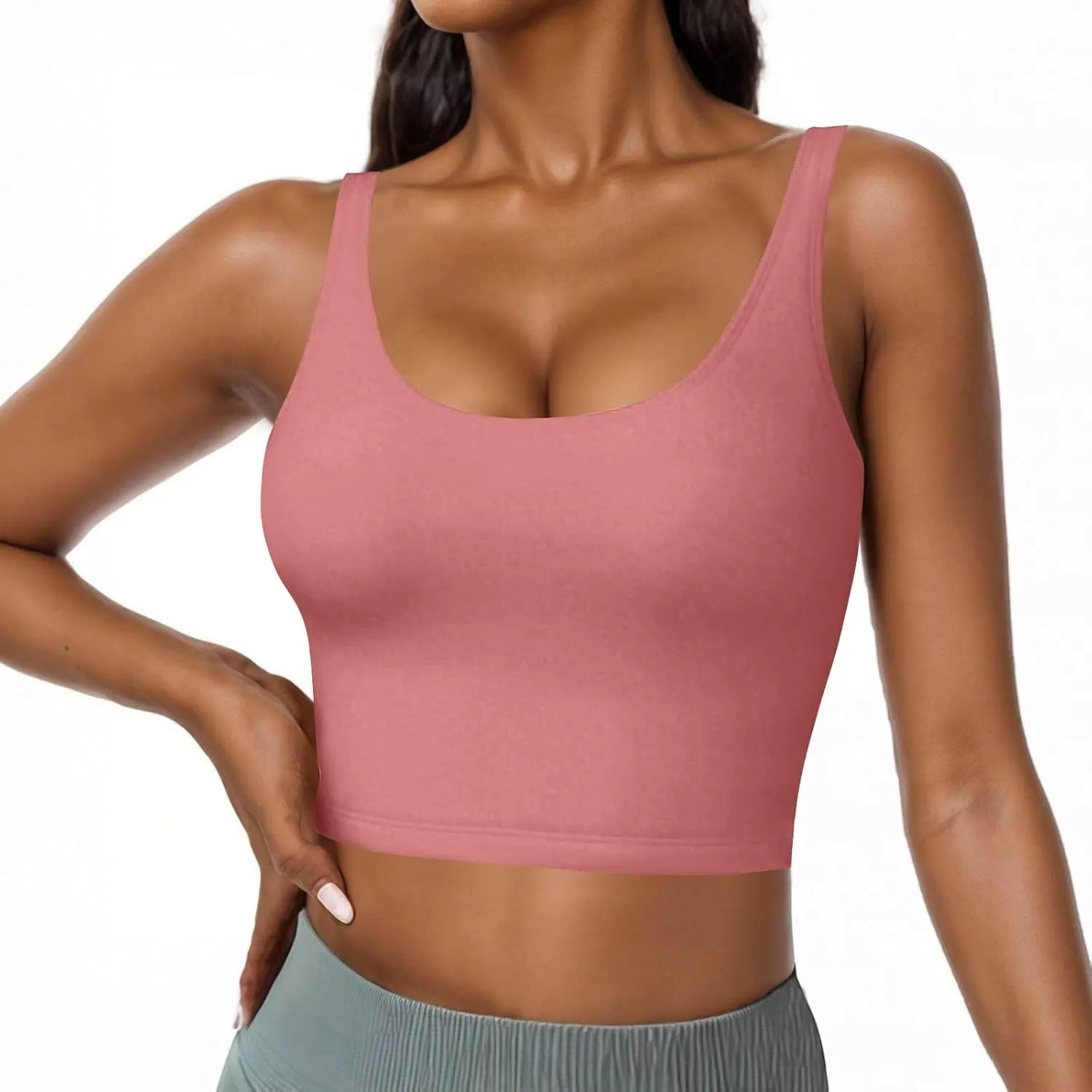 Tank Top for Women Built in Bra Workout Yoga Shirts Spaghetti Strap Padded Basic Camisole Tops Summer Athletic Tanks