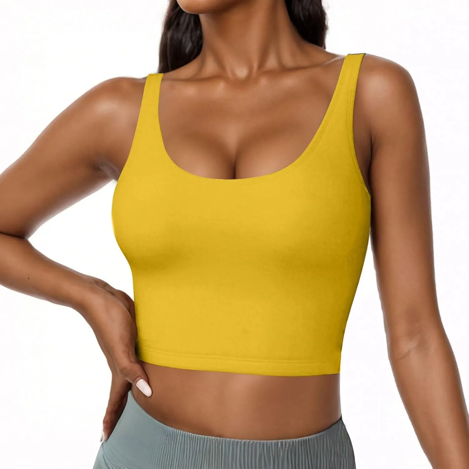 Tank Top for Women Built in Bra Workout Yoga Shirts Spaghetti Strap Padded Basic Camisole Tops Summer Athletic Tanks