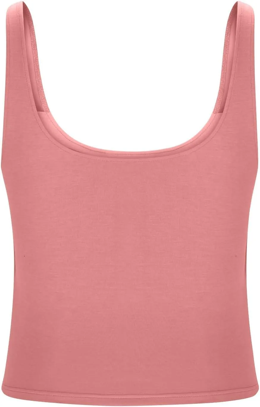 Tank Top for Women Built in Bra Workout Yoga Shirts Spaghetti Strap Padded Basic Camisole Tops Summer Athletic Tanks