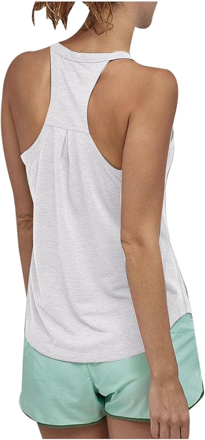 Tank Top for Women Racerback Loose Athletic Cami Tops Sleeveless Curved Hem Casual Running Baseball Workout Vest