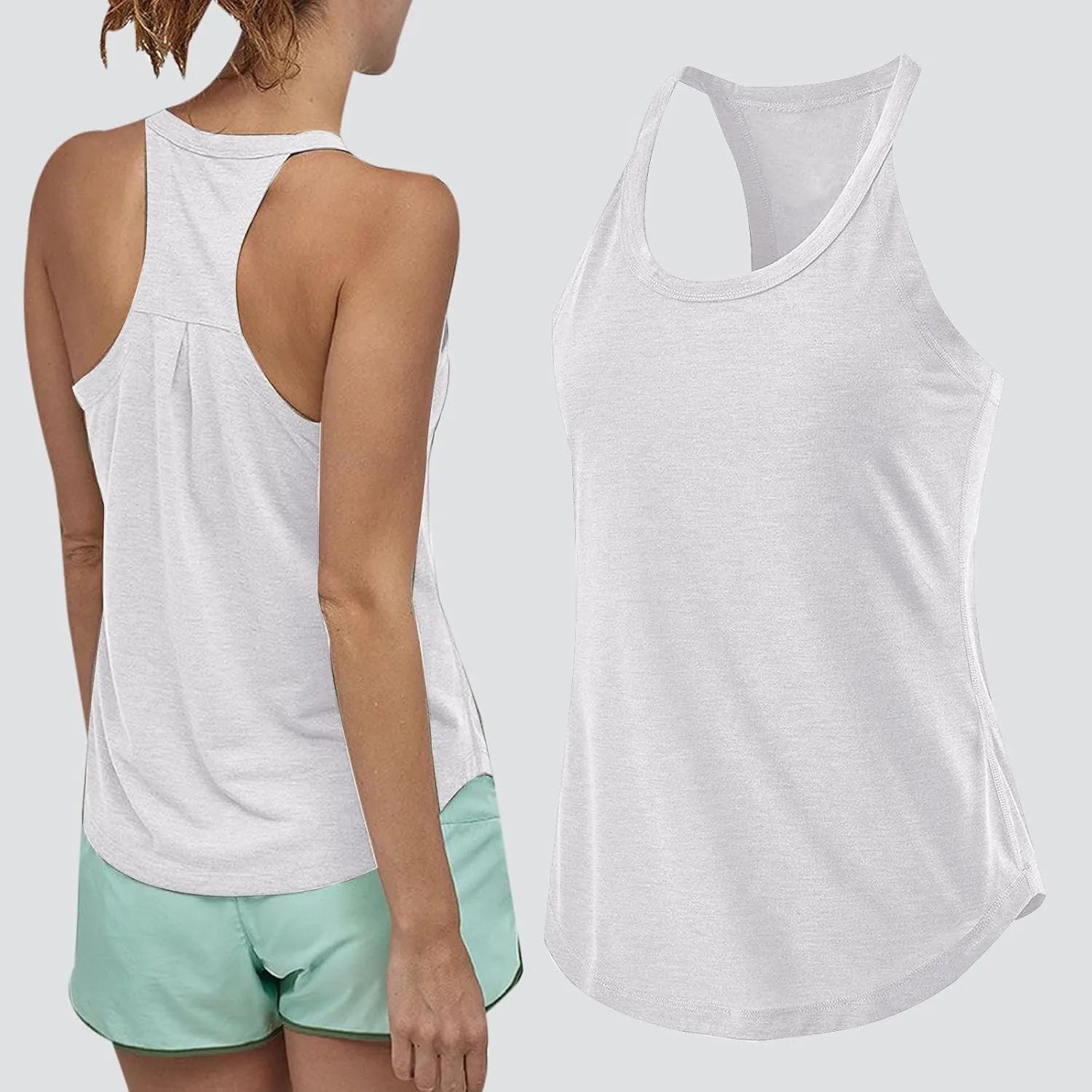 Tank Top for Women Racerback Loose Athletic Cami Tops Sleeveless Curved Hem Casual Running Baseball Workout Vest