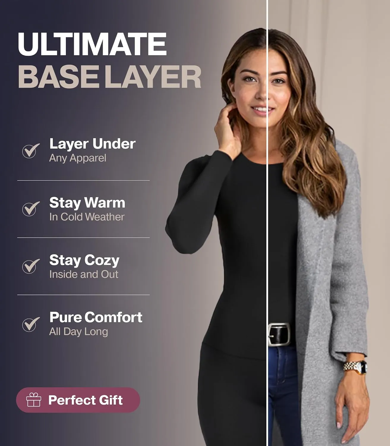 Thermajane Long Johns Thermal Underwear for Women Fleece Lined Base Layer Pajama Set Cold Weather