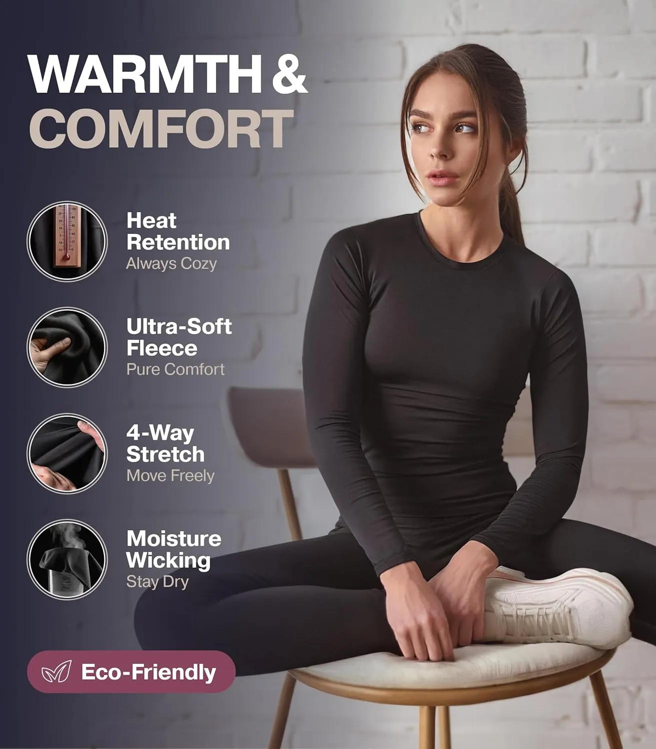 Thermajane Long Johns Thermal Underwear for Women Fleece Lined Base Layer Pajama Set Cold Weather