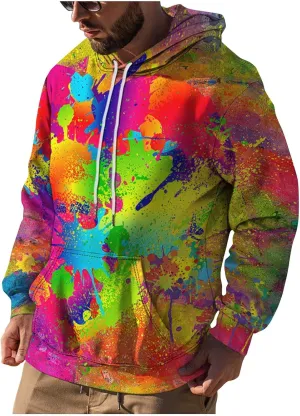 Tie Dye Hoodies For Men Novelty Hood Pullover Plus Size Printed Sweatshirts With Pocket Hoodies For Men Sweatshirt