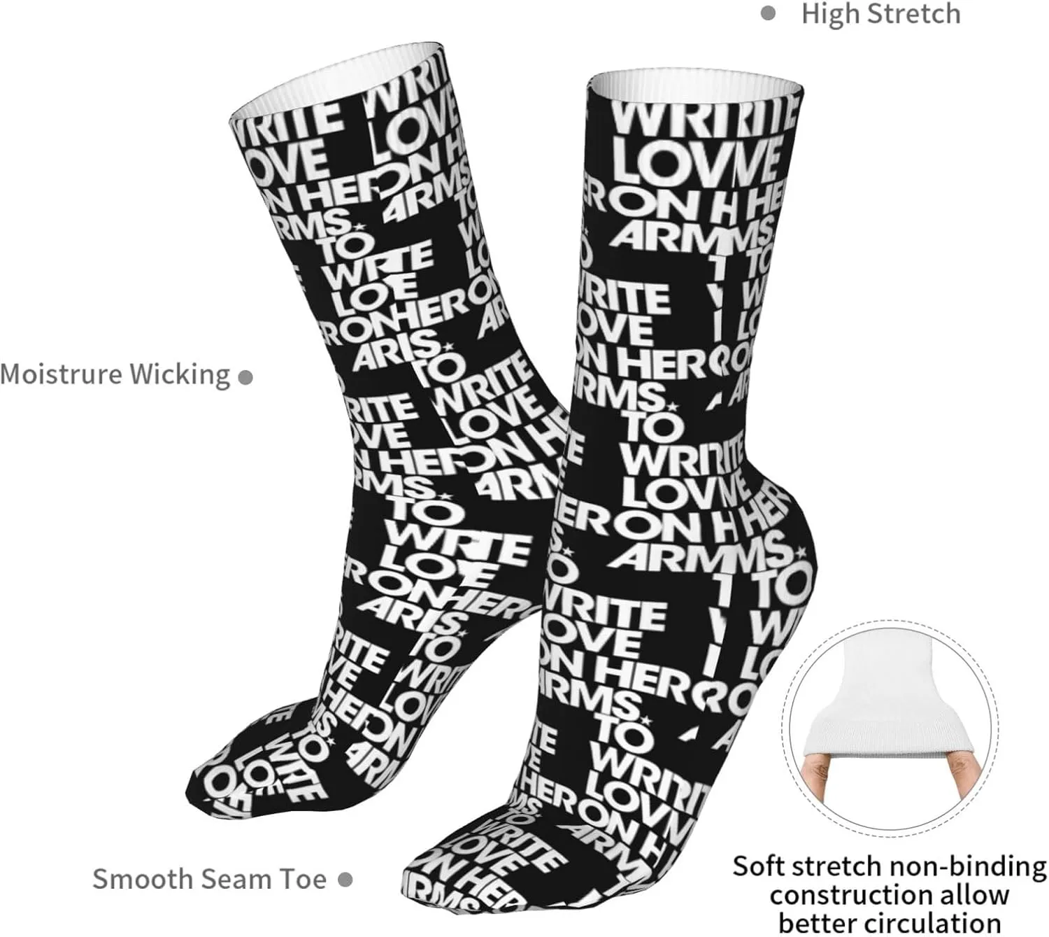 To Write Love On Her Arms Air Cushioned Running Socks Breathable Round Neck Socks