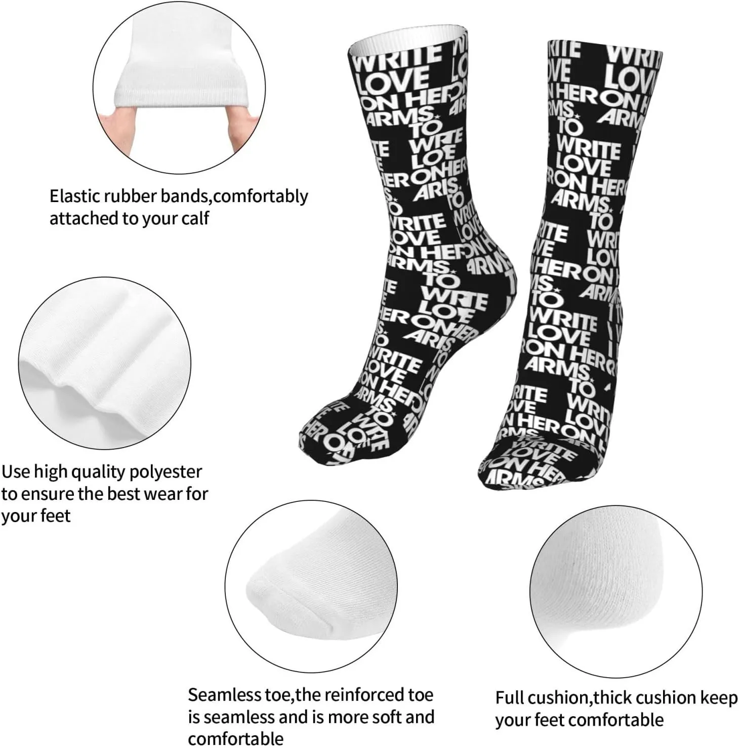 To Write Love On Her Arms Air Cushioned Running Socks Breathable Round Neck Socks