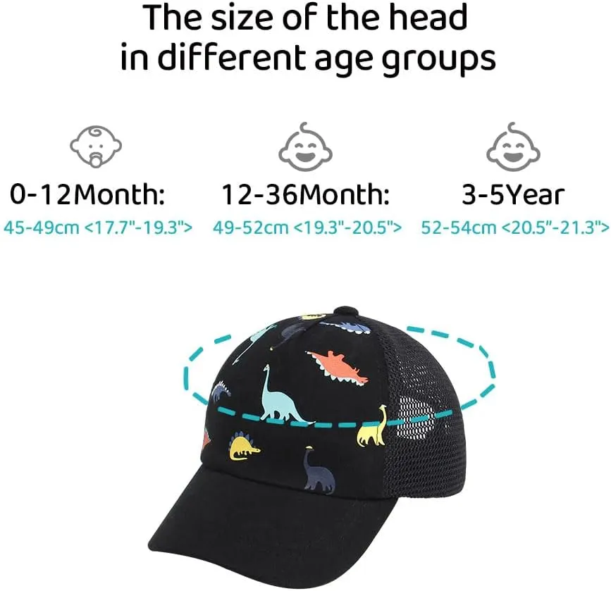 Toddler Baseball Hat Sun Protection Baby Boy Baseball Cap Adjustable Fit Mesh Baseball Hat Outdoor Beach Sun Cap for Kids