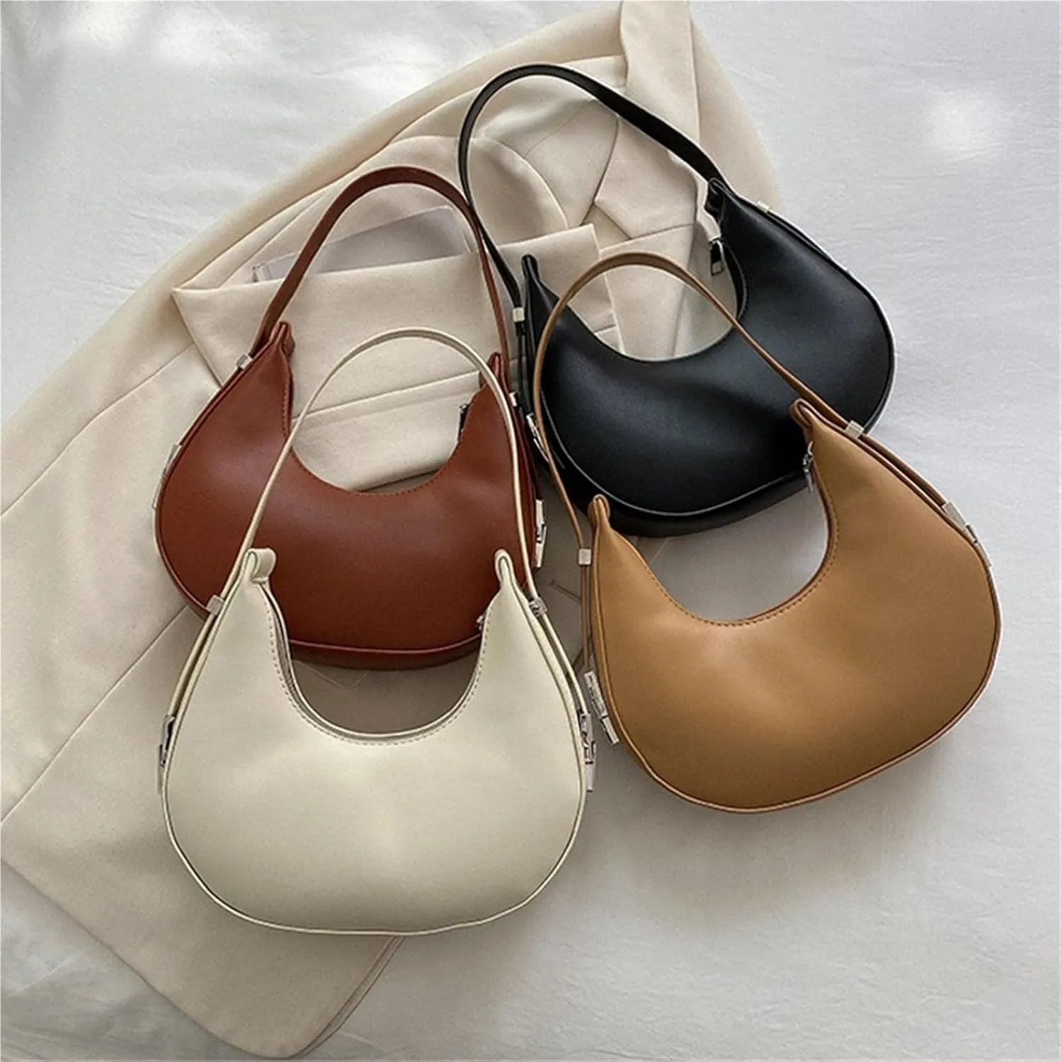Underarm Bag Solid Color Casual Texture Fashion One Shoulder French Niche Crescent Shape