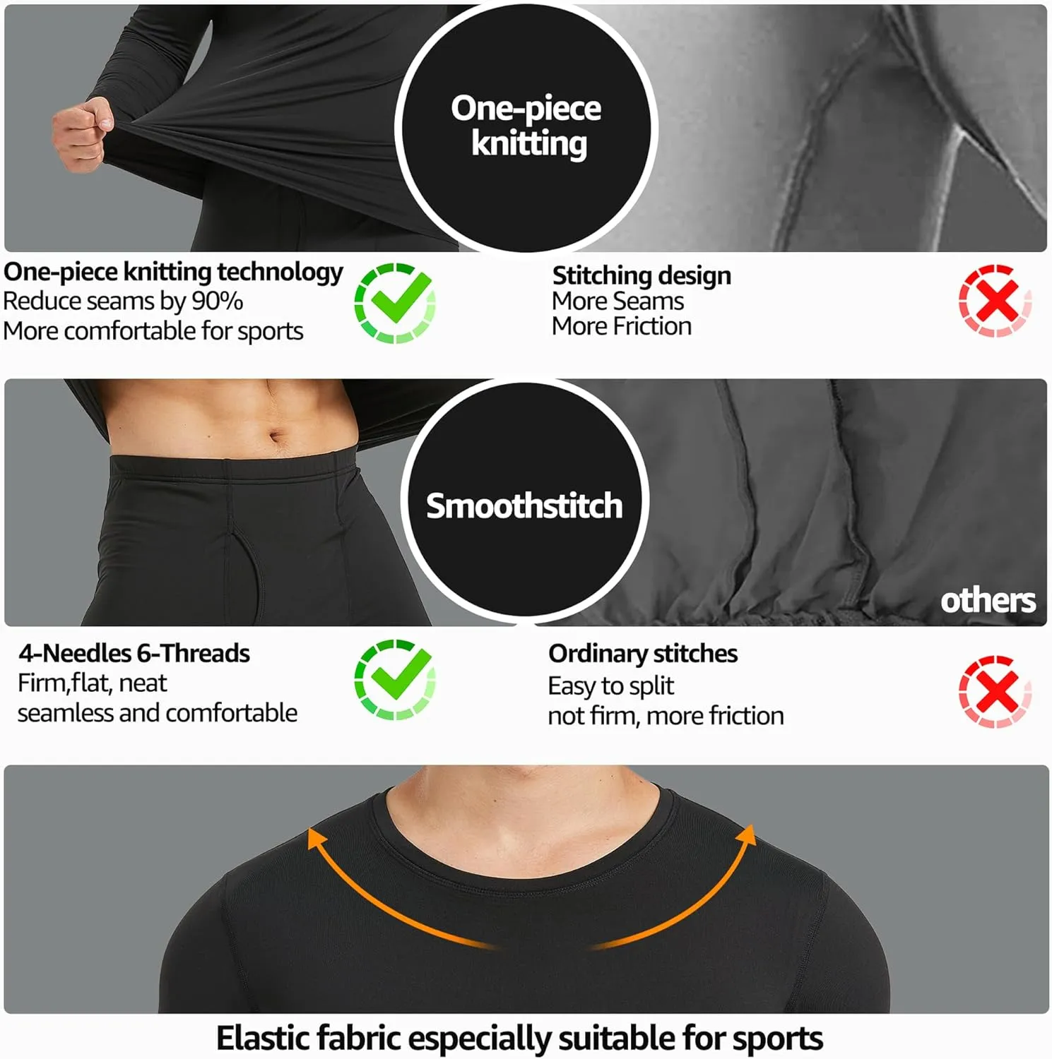 UNIQUEBLLA Long Johns Thermal Underwear Set for Men Thermal Base Layer Cold Weather Bottom Top