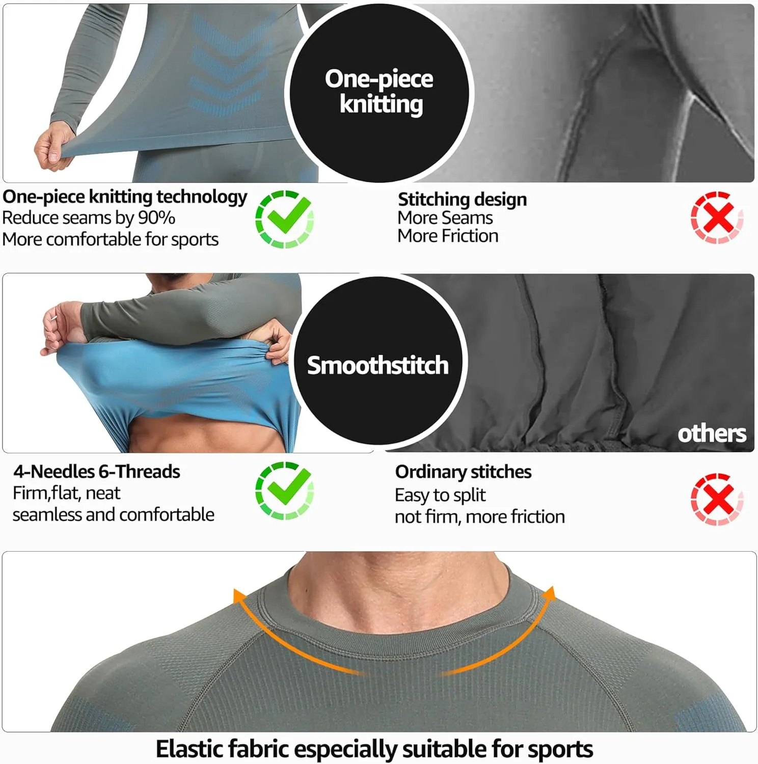 UNIQUEBLLA Long Johns Thermal Underwear Set for Men Thermal Base Layer Cold Weather Bottom Top