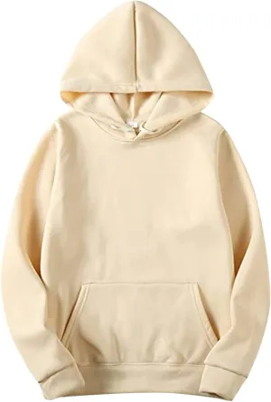 Unisex Fleece Long Sleeves Drawstring Plain Hooded Sweatshirt Pullover Solid Hoodie Top Undershirt