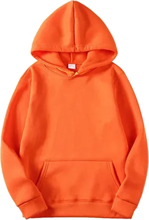 Unisex Fleece Long Sleeves Drawstring Plain Hooded Sweatshirt Pullover Solid Hoodie Top Undershirt