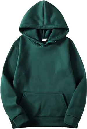 Unisex Fleece Long Sleeves Drawstring Plain Hooded Sweatshirt Pullover Solid Hoodie Top Undershirt