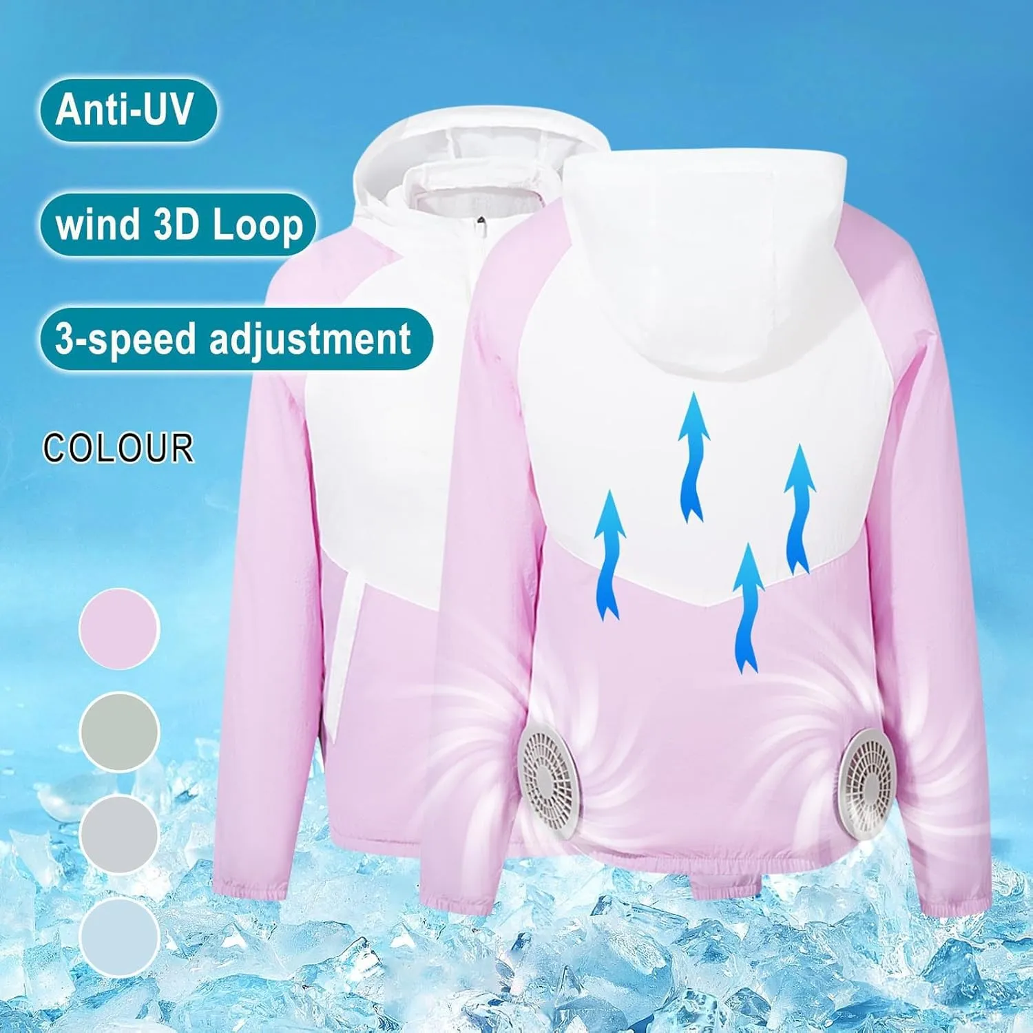 Unisex Summer Cooling Fan Jacket USB Sun Protective Quick Dry Hiking Jackets Men Women Air Conditioning Fishing Coat