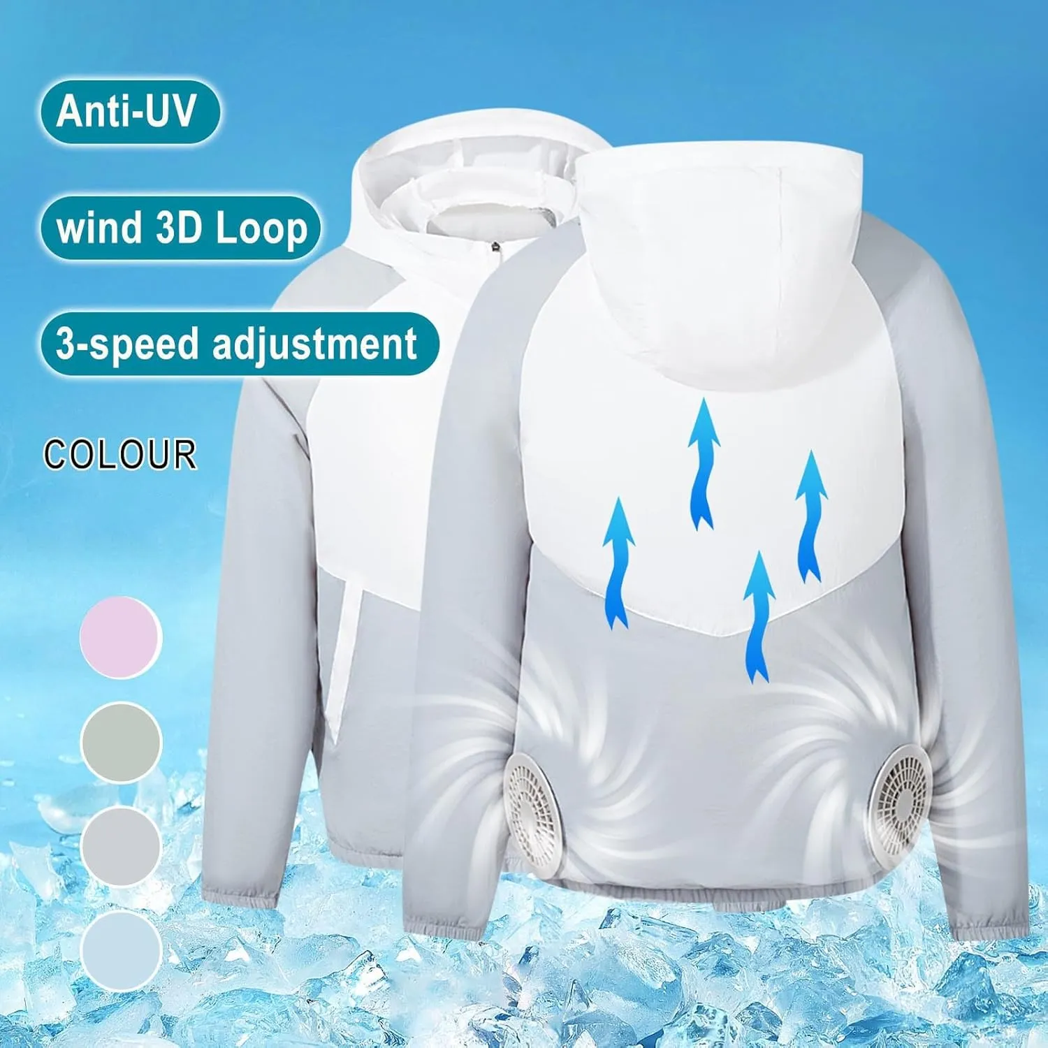 Unisex Summer Cooling Fan Jacket USB Sun Protective Quick Dry Hiking Jackets Men Women Air Conditioning Fishing Coat