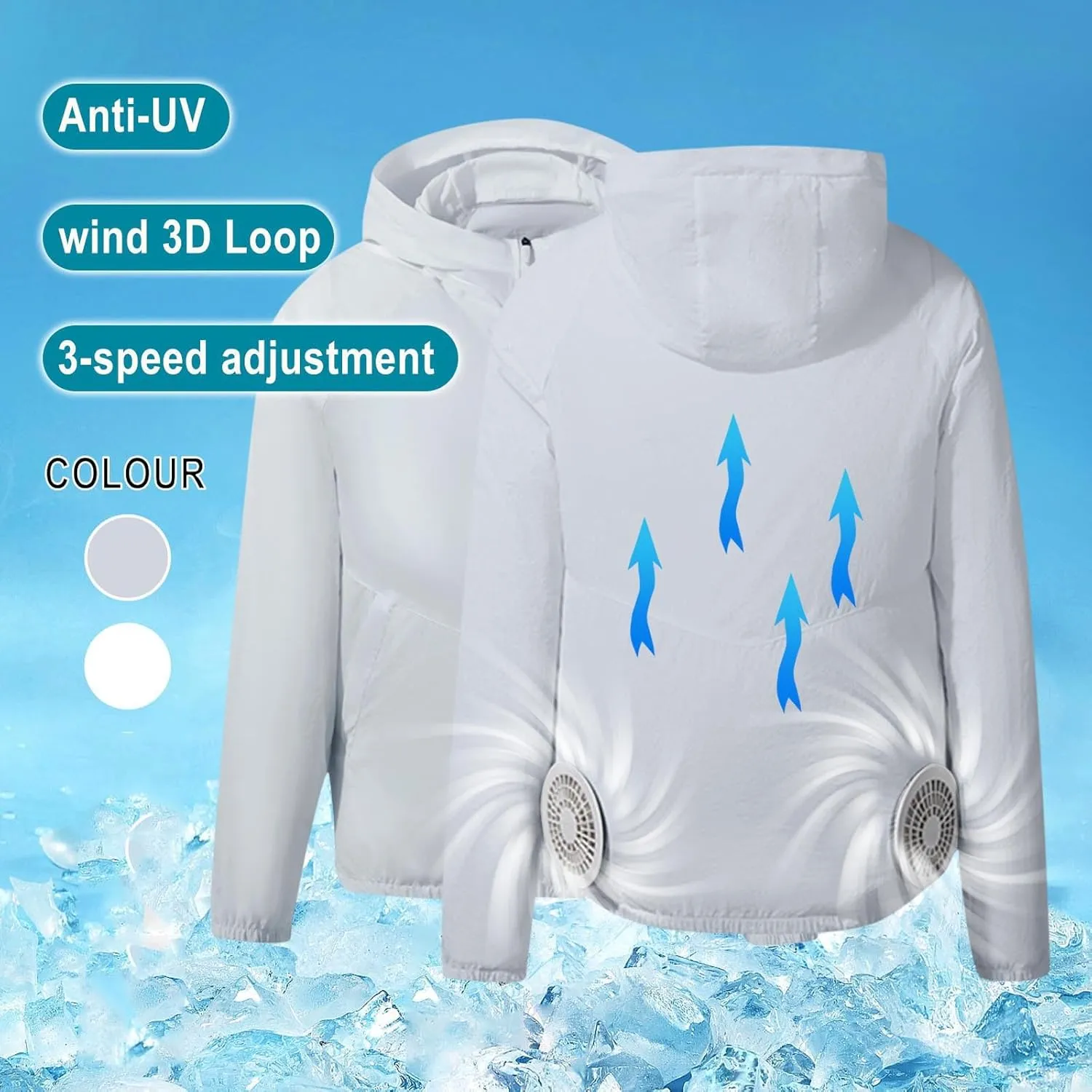 Unisex Summer Cooling Fan Jacket USB Sun Protective Quick Dry Hiking Jackets Men Women Air Conditioning Fishing Coat
