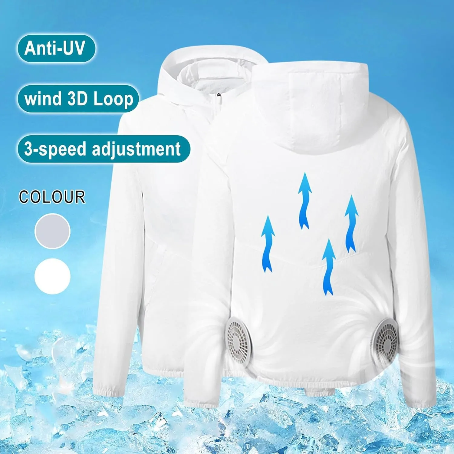 Unisex Summer Cooling Fan Jacket USB Sun Protective Quick Dry Hiking Jackets Men Women Air Conditioning Fishing Coat