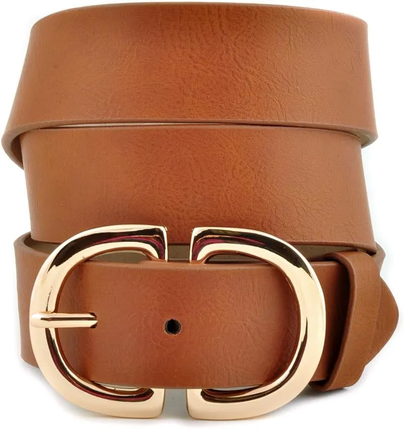 Vegan Leathrette Jean Belt with Double D Shape Buckle