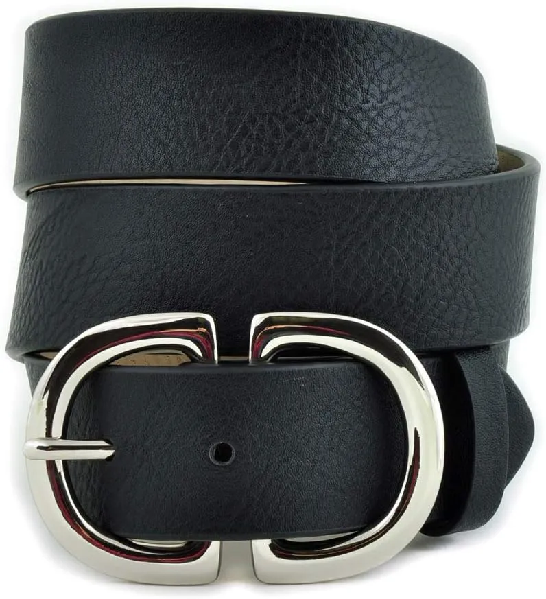 Vegan Leathrette Jean Belt with Double D Shape Buckle