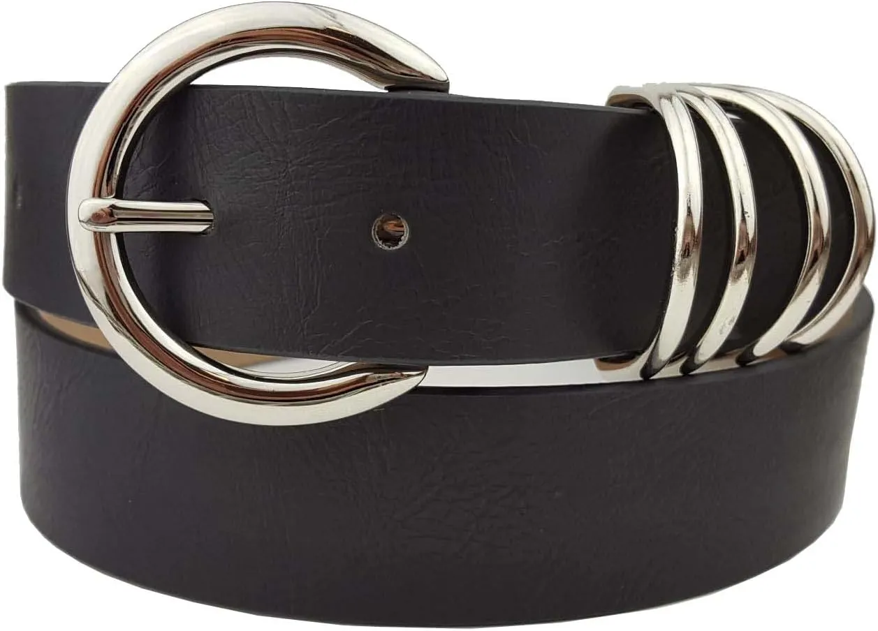 Vegan Leathrette Jean Belt with Double D Shape Buckle