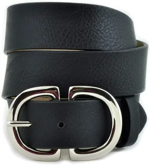 Vegan Leathrette Jean Belt with Double D Shape Buckle