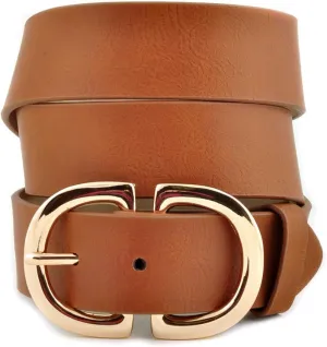 Vegan Leathrette Jean Belt with Double D Shape Buckle
