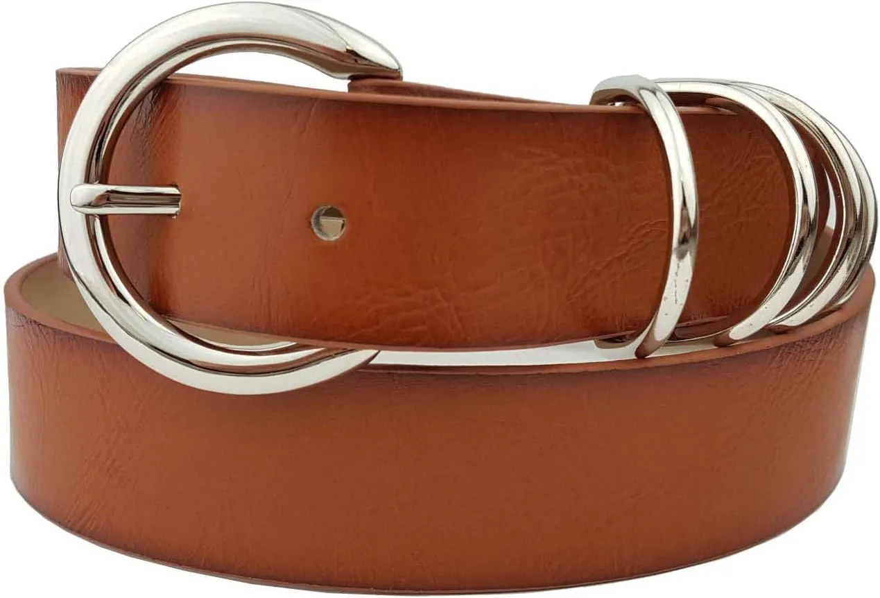 Vegan Leathrette Jean Belt with Double D Shape Buckle