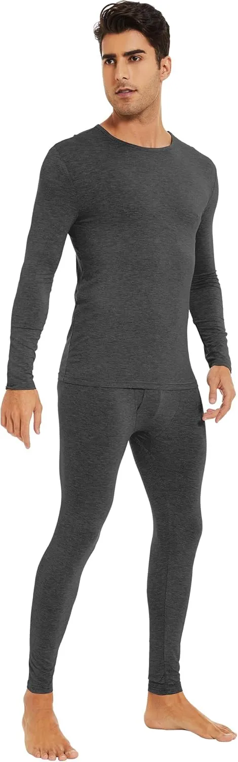 WiWi Men's Thermal Underwear Long Johns Set Soft Warm Base Layer Top and Bottom Sets Viscose made from Bamboo S-XXL