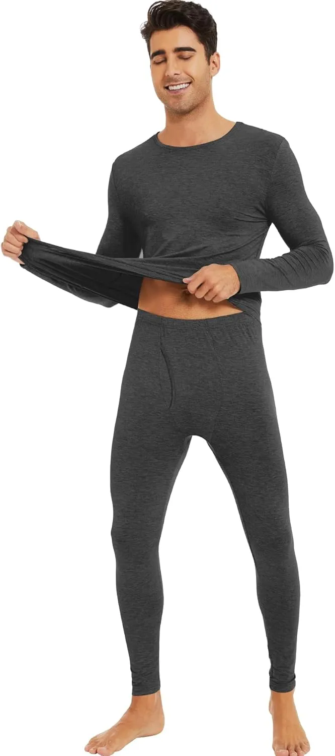 WiWi Men's Thermal Underwear Long Johns Set Soft Warm Base Layer Top and Bottom Sets Viscose made from Bamboo S-XXL