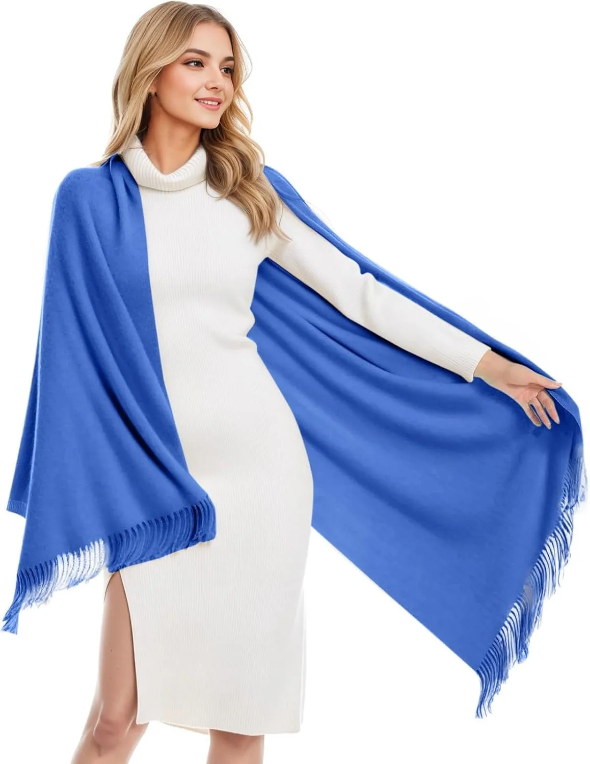 Women Pashmina Knitted Warm Cardigan Coat Poncho Sweater Scarf Cape Oversized Shawl Wraps Floral Blanket for Fall Winter